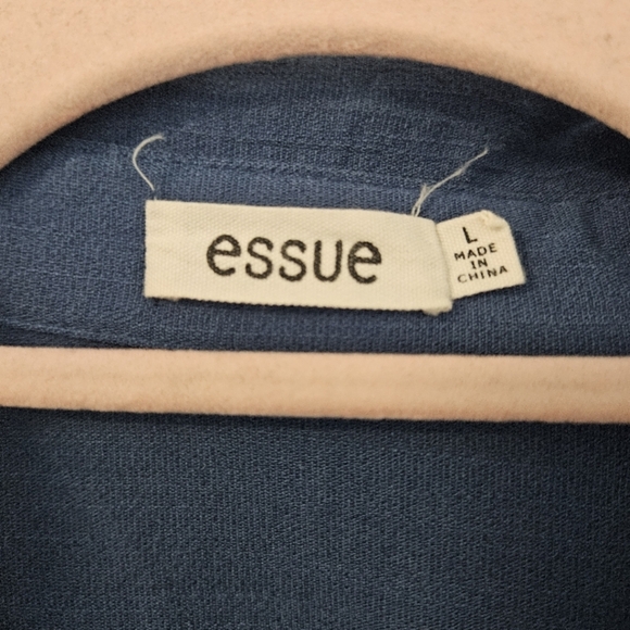 Blue Denim-Like Midi Wrap Dress with Collar Neckline - Picture 2 of 5